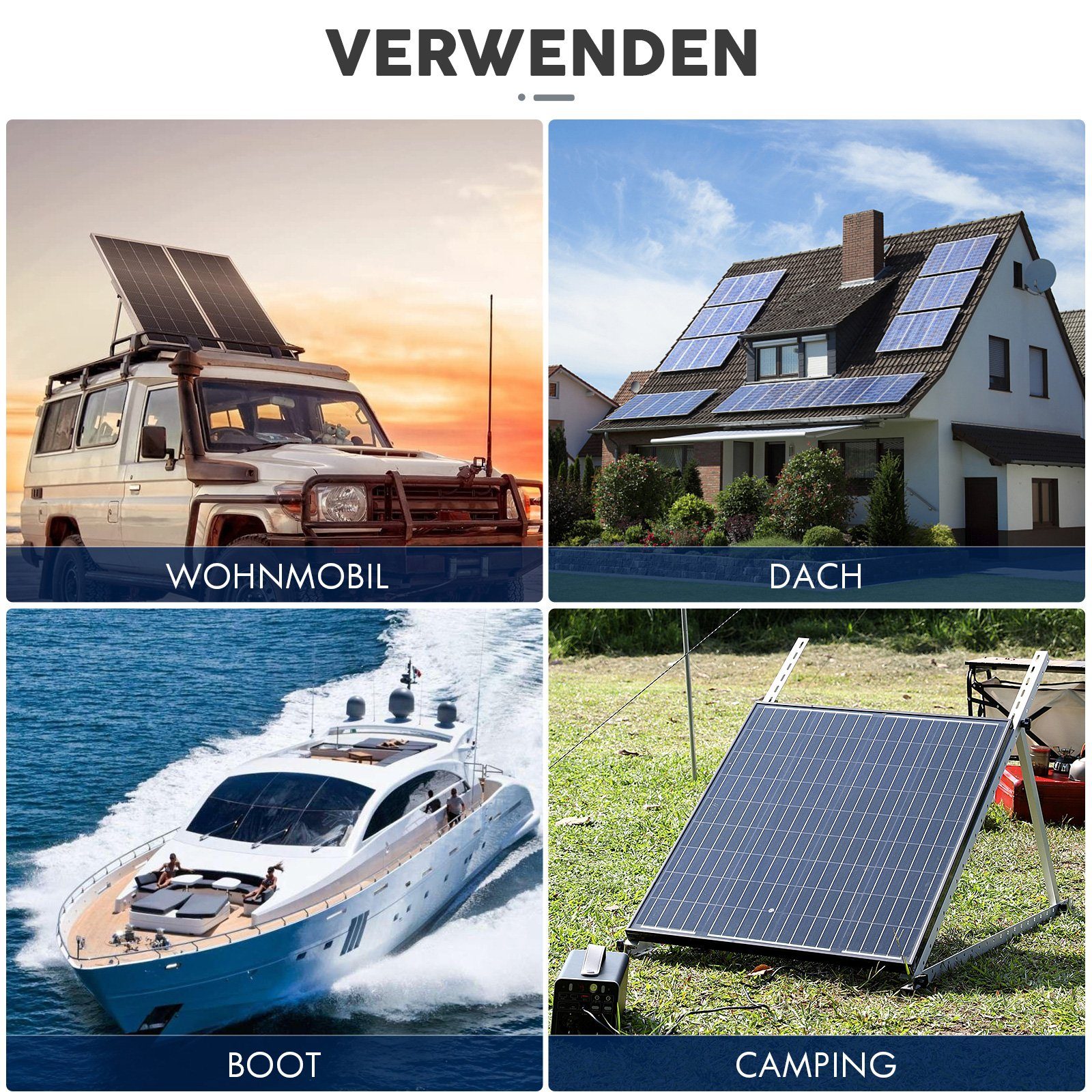 oyajia Solaranlage 100W/150W 18V Solarmodul Monokristallin Solaranlage Balkonkraftwerk, IP67 Wasserdichte Solaranlage für 12V Akku Wohnmobil Auto Boot Garten