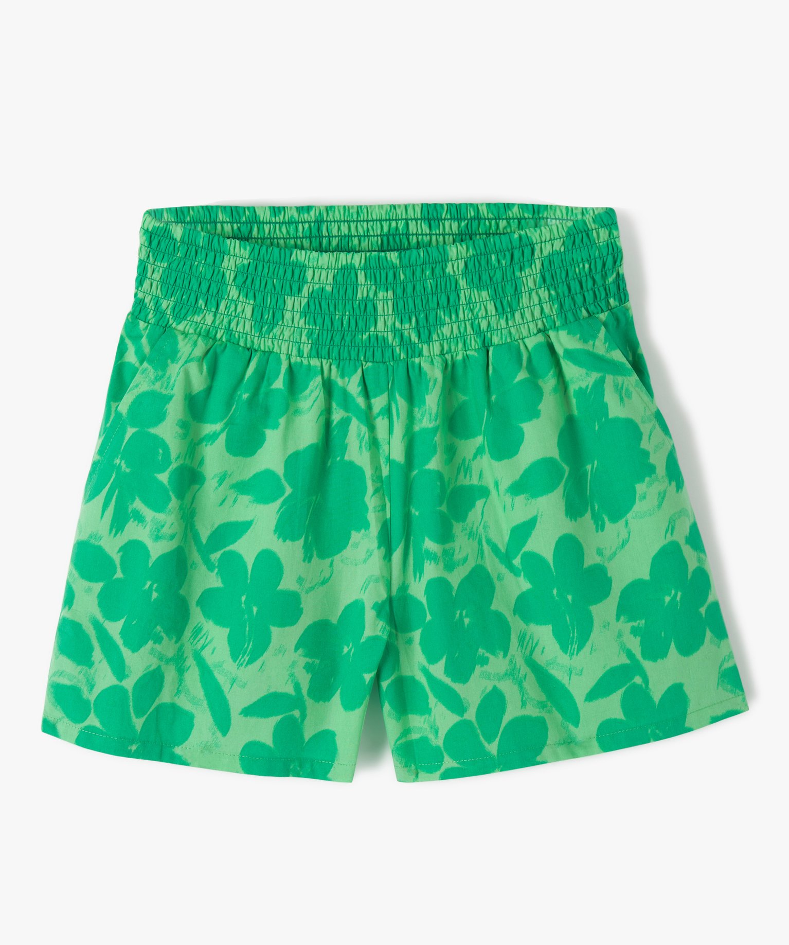 Short fille avec ceinture smockée vert | GEMO
