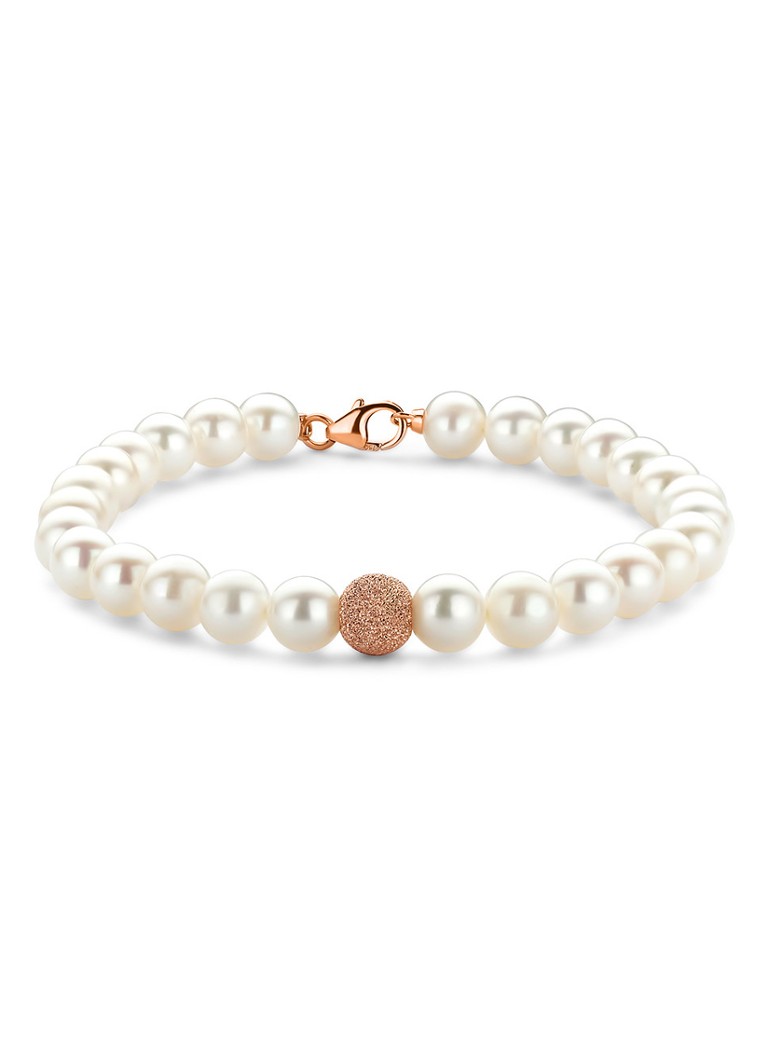 Diamond Point Rose gold bracelet white freshwater pearl Riviera