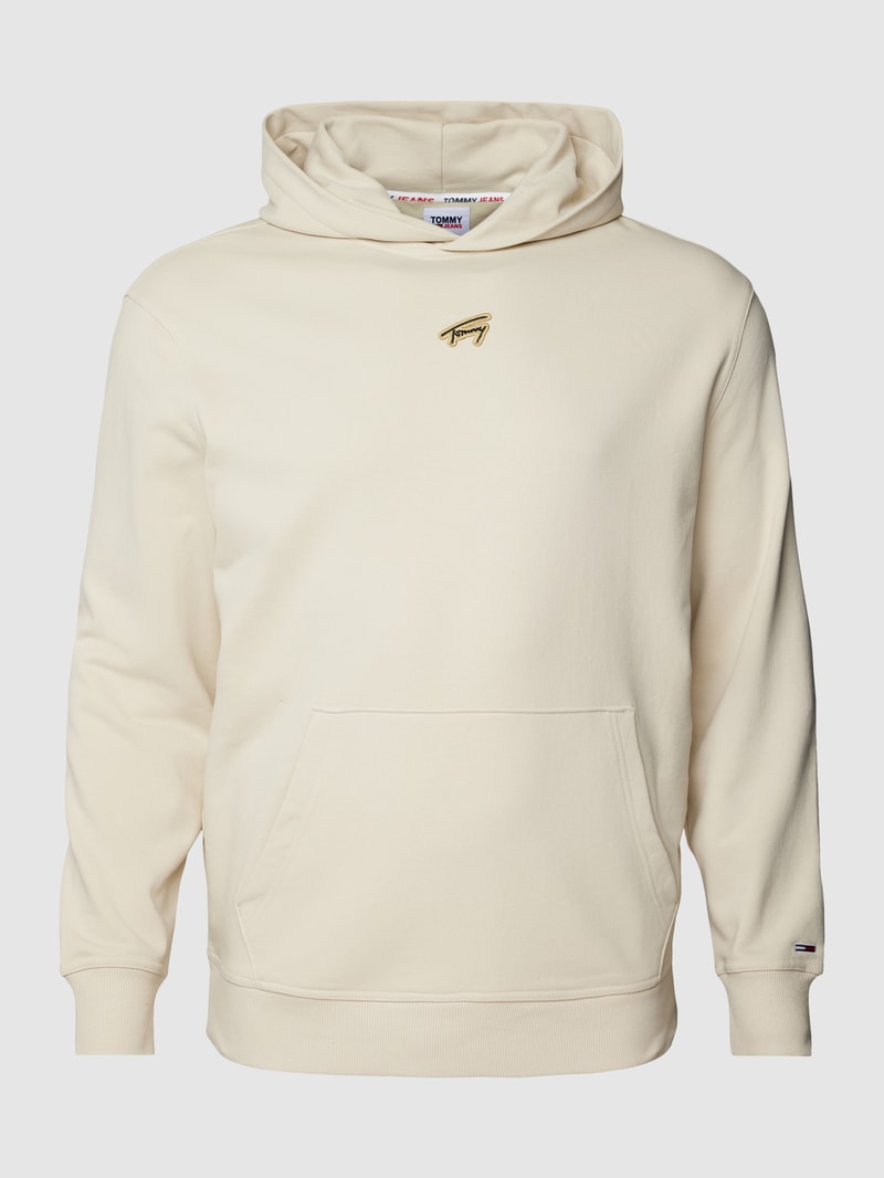 PLUS SIZE Hoodie mit Label-Patch Modell 'SIGNATURE' in beige