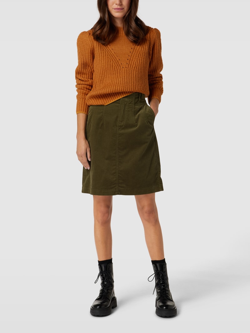 Minirock aus Cord in A-Linie in khaki