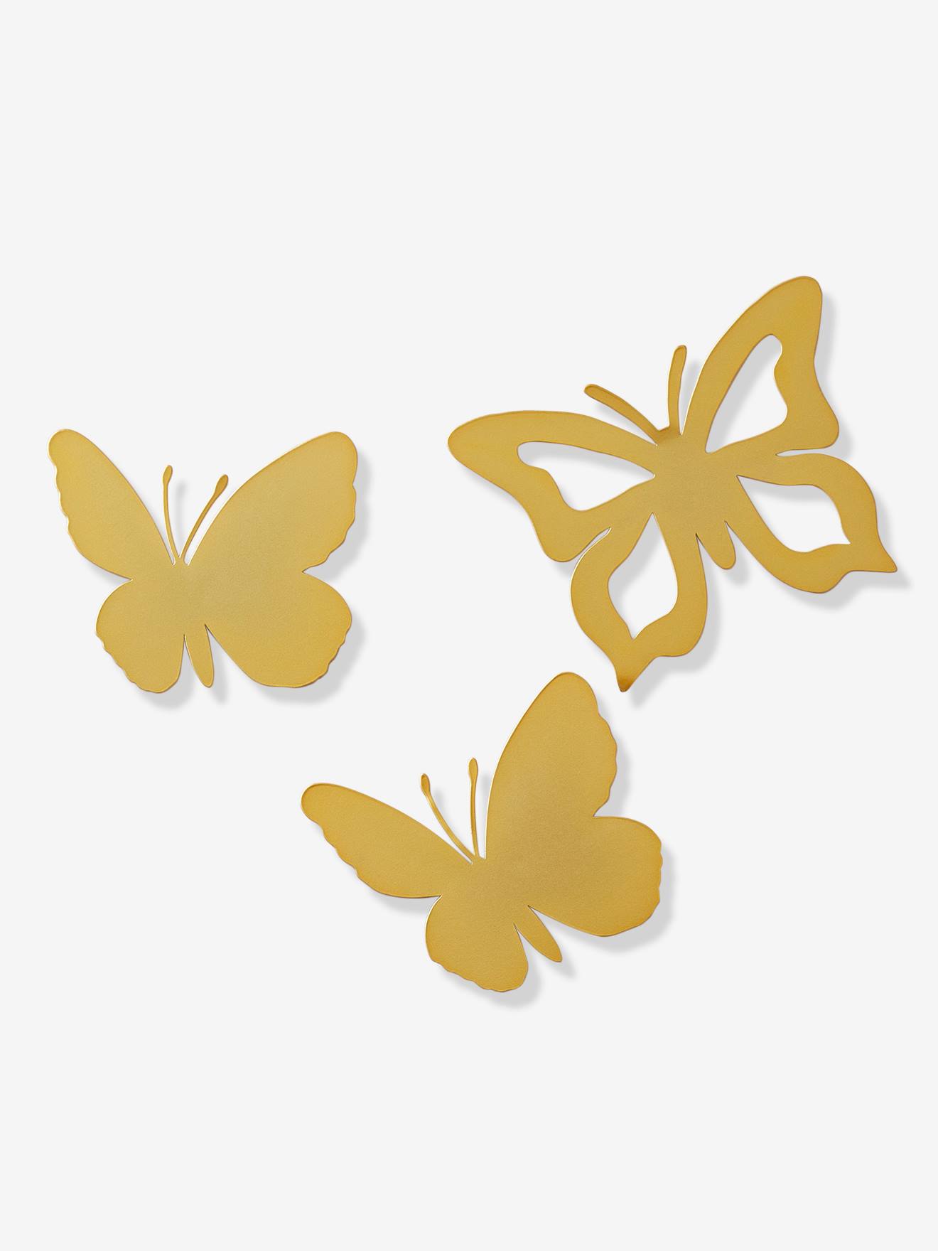 Lot de 3 papillons en laiton dore
