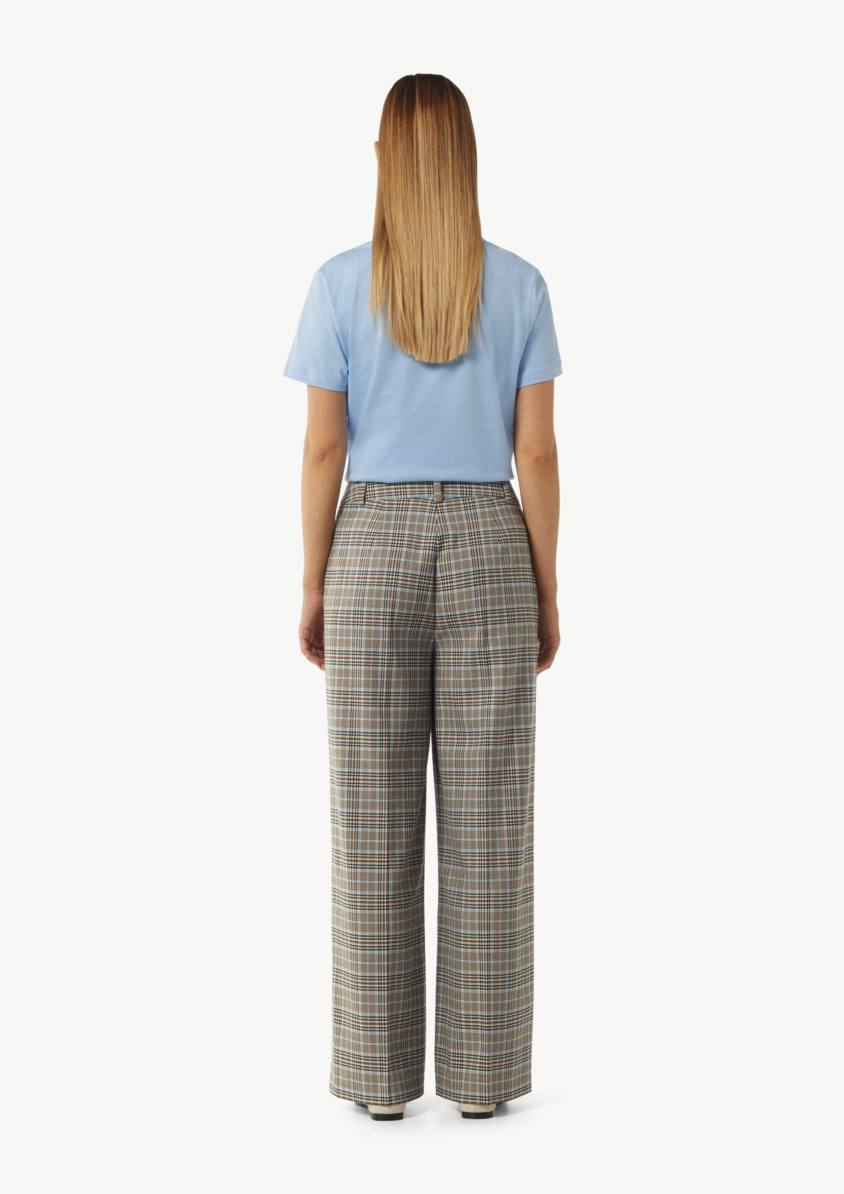 Karohose mit Wide Leg - helles beige