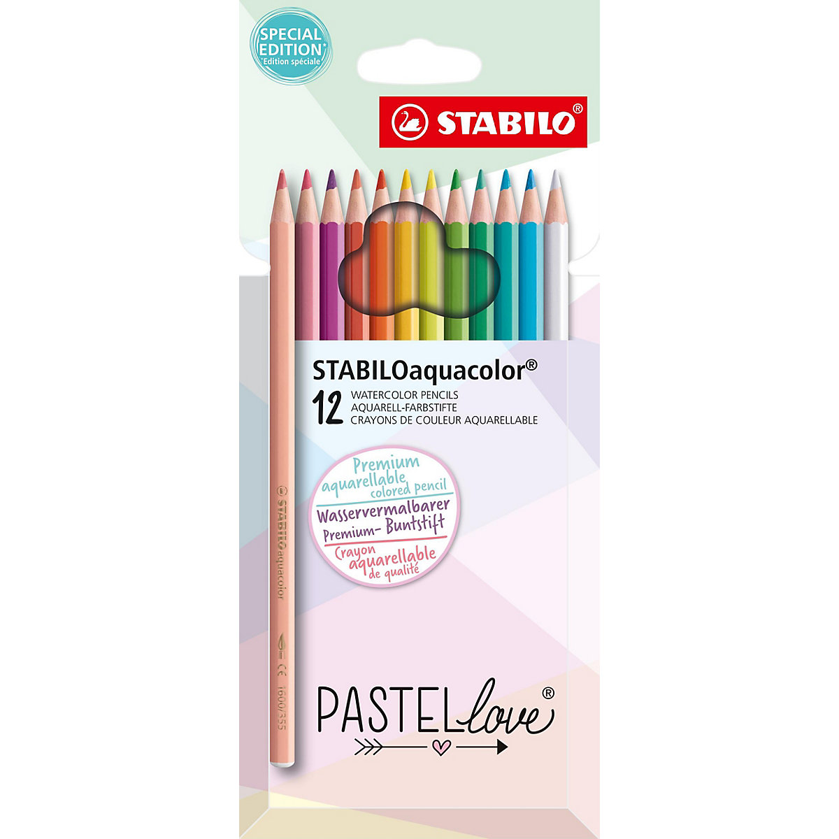 Aquarellstifte aquacolor Pastellove, 12 Farben