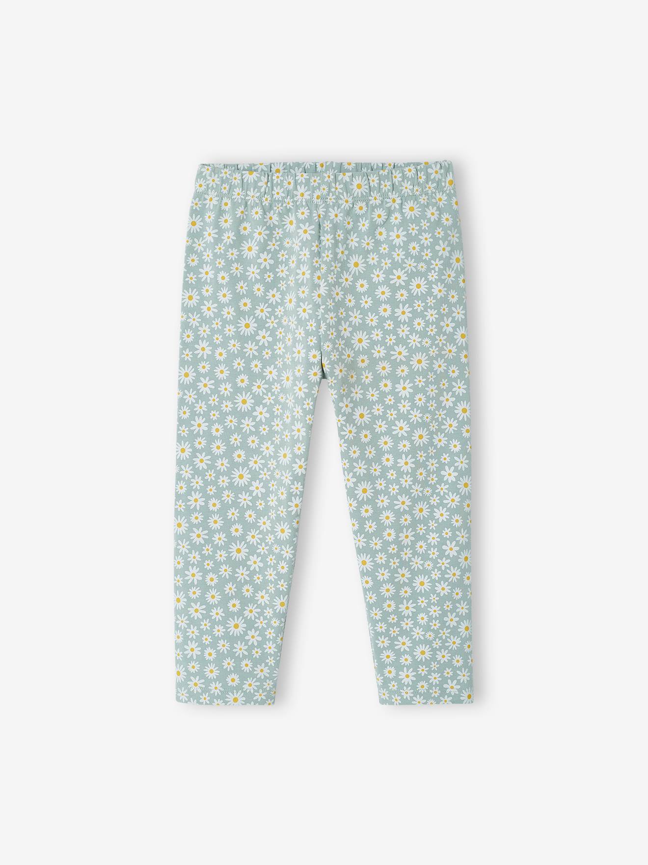Lot de 2 legging corsaires fille rayé + imprimé bleu grisé