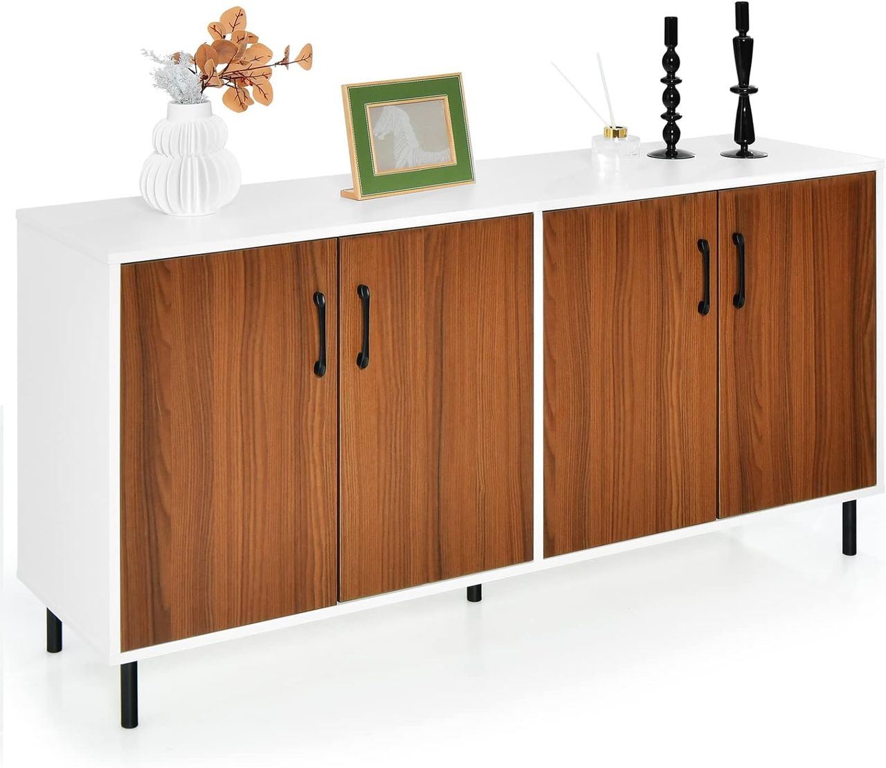 Costway Sideboard 148 x 40 x 75,5cm, Kommode mit 4 Türen