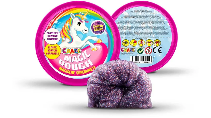 CRAZE - Magic Dough - Magische Superknete Einhorn Edition, sortiert 80 g