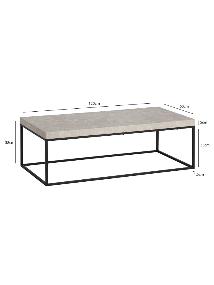 KADIMA DESIGN Couchtisch 120x60x38 cm Sandfarben Sofatisch in Stein-Optik Modern, in Beige günstig kaufen onesize