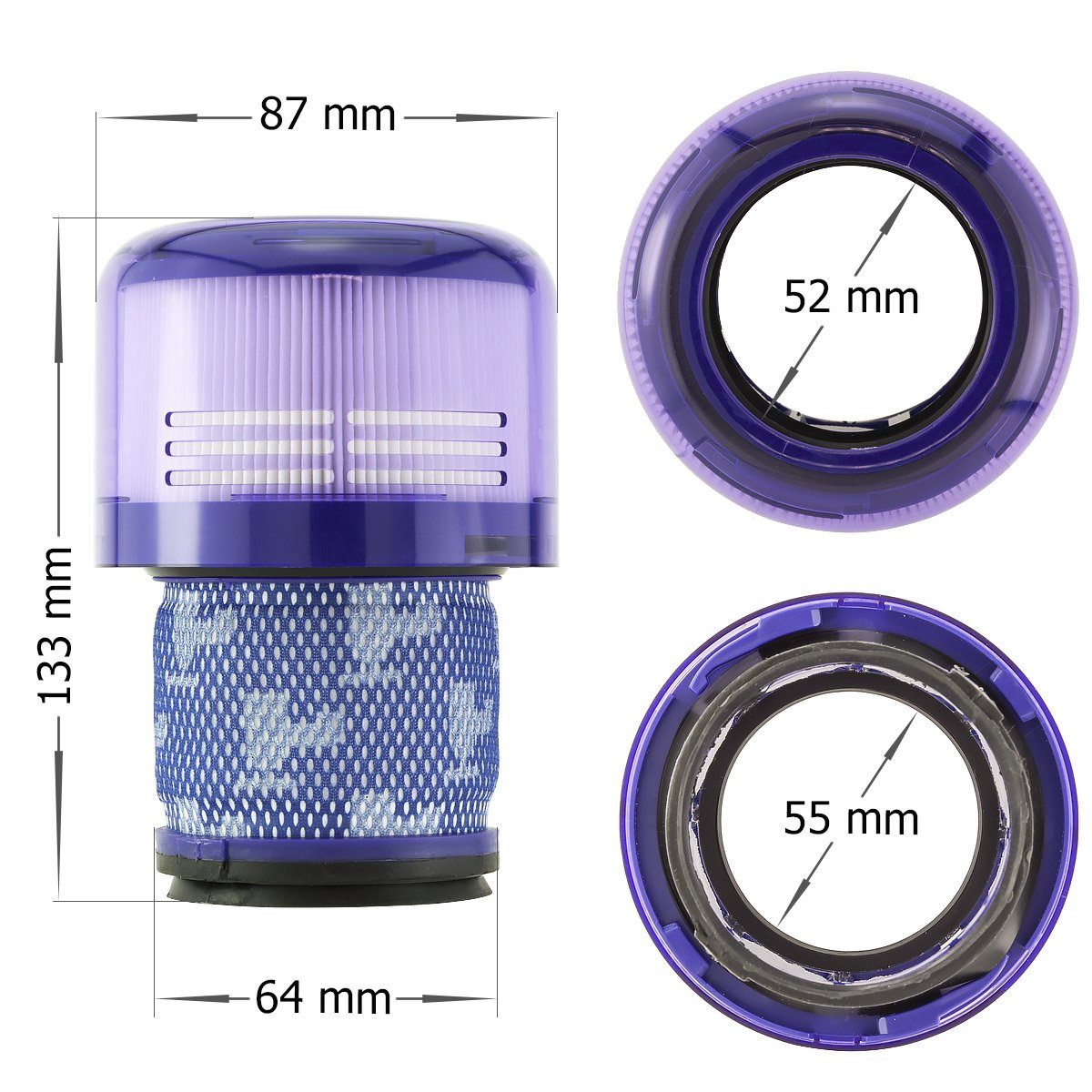 MidGard Saugfilter f Staubsauger Dyson V12 Detect Slim Absolute erset. Original 971517-01 (3 St)