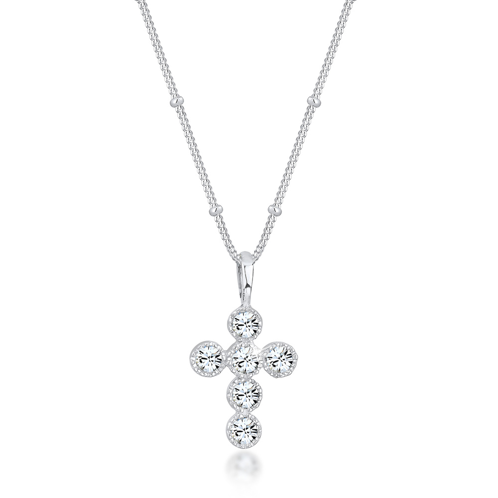 Elli Elli Collier Kreuz Kugelkette Kristalle 925 Silber collier