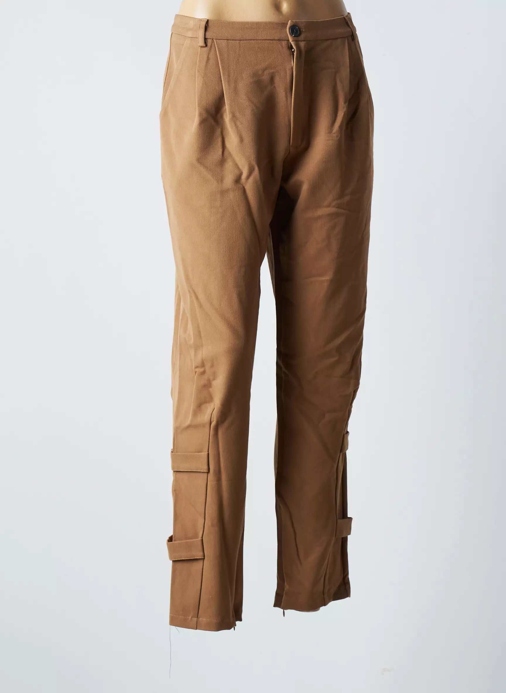 Blanc Boheme Pantalons Droits Femme couleur marron