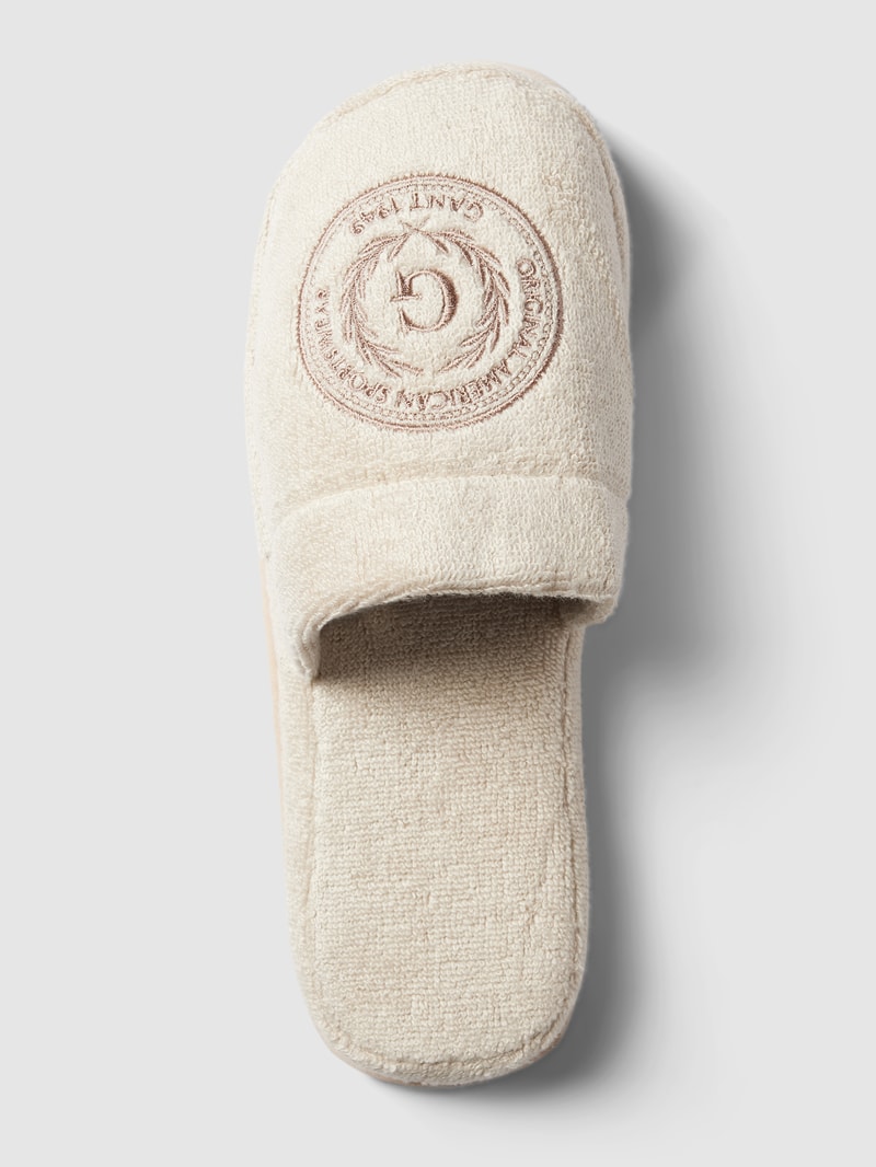 Hausschuhe mit Label-Stitching Modell 'CREST' in sand
