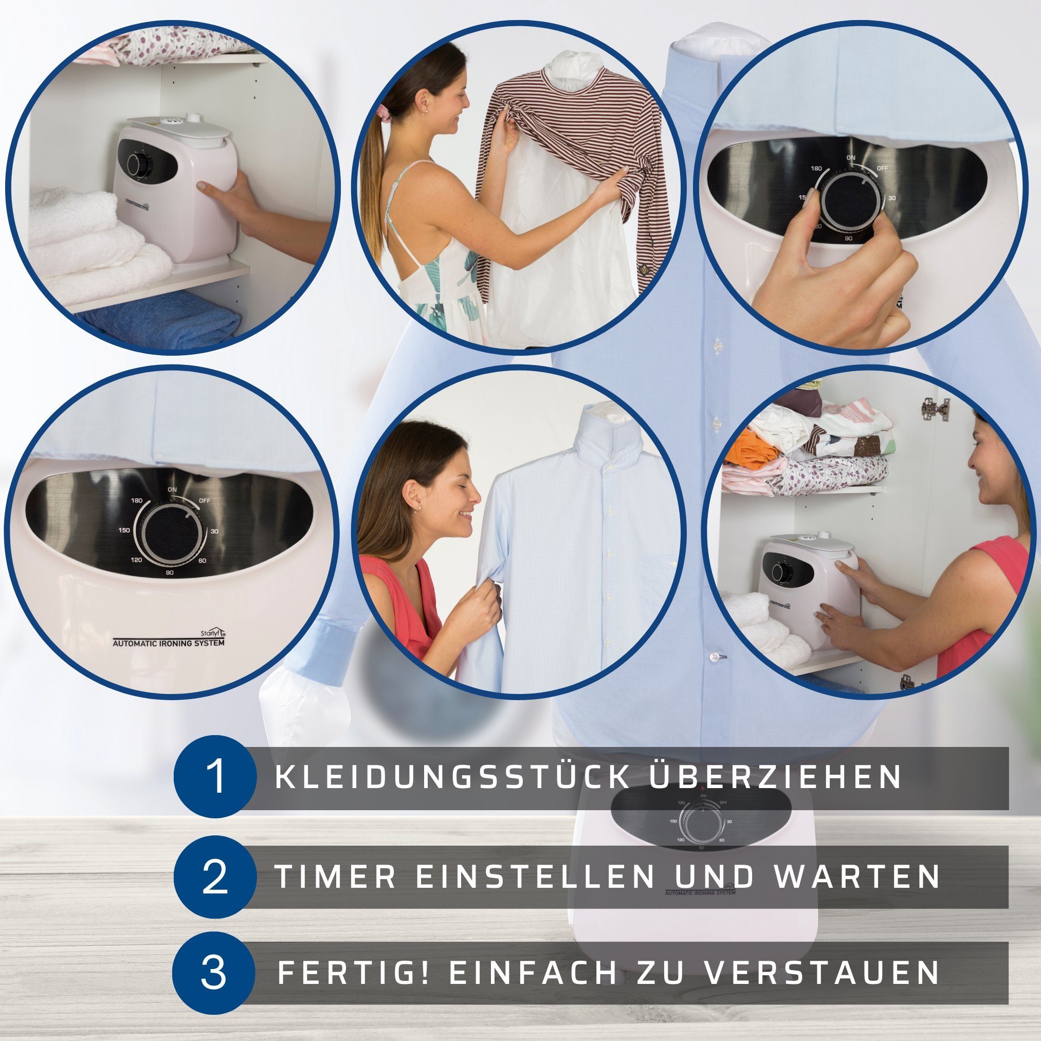 Starlyf Bügelsystem Automatic Ironing System, 1200,00 W, Automatisches Bügelsystem – Bügelroboter, trocknen und bügeln