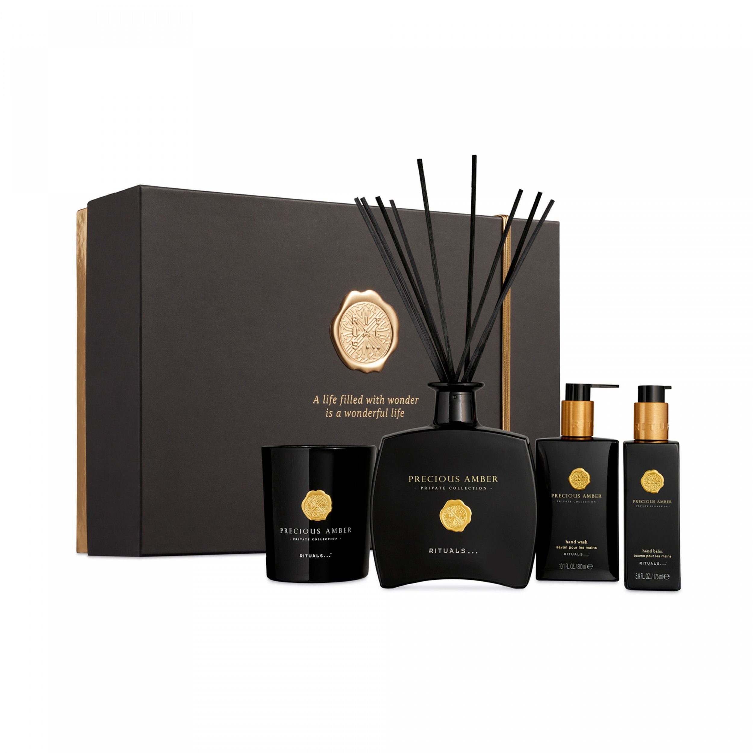 Rituals Pflege-Geschenkset Precious Amber Geschenkset Groß 4tlg Beauty Frauen Männer Beauty Set Duftstäbchen, Seife, handbalsam, Duftkerze, Geschenkbox, Herren Frau, 4-tlg., Duftstäbchen, Handseife, Duftkerze, Handbalsam. Geschenkbox Damen