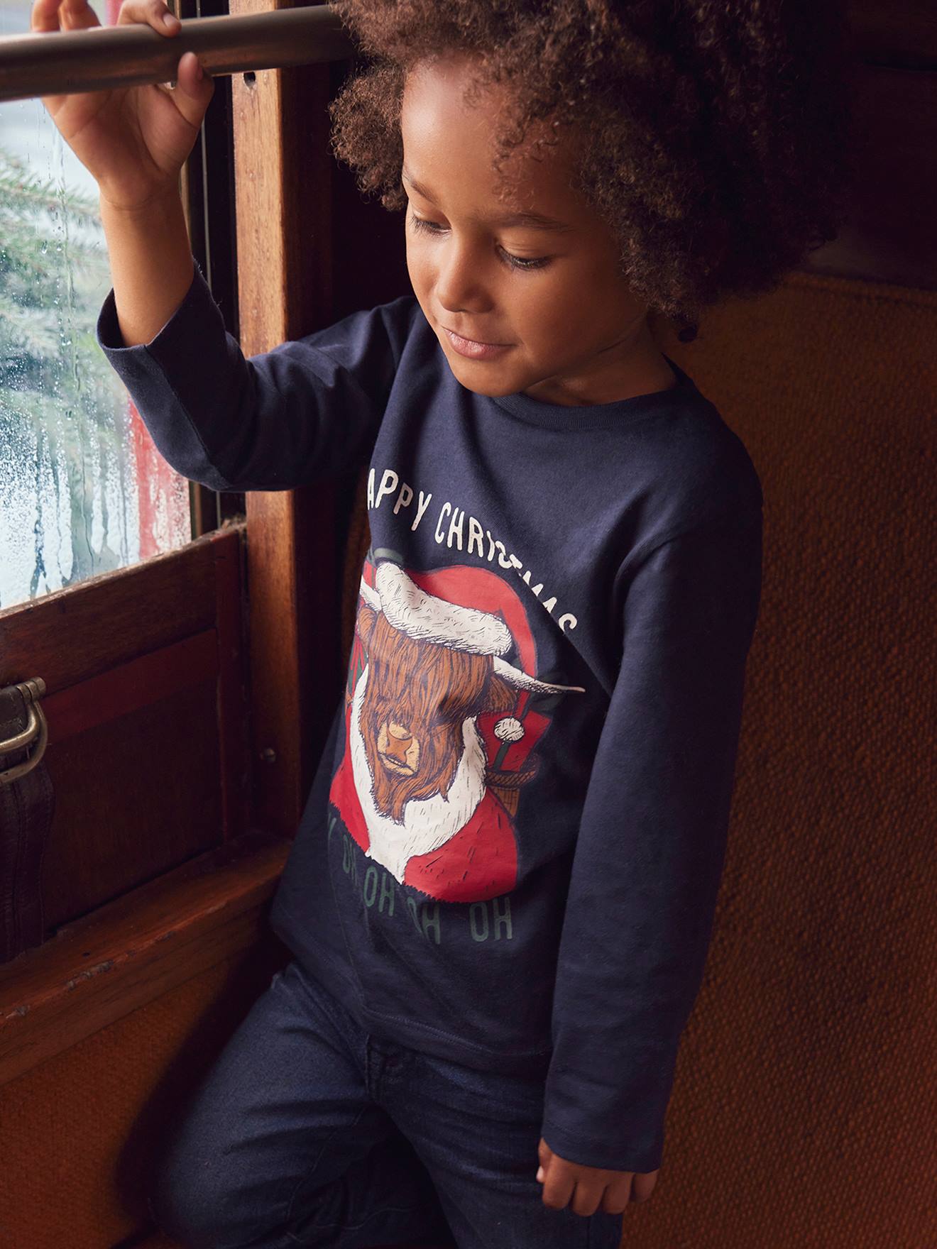 T-shirt de Noël garçon motif animal ludique encre
