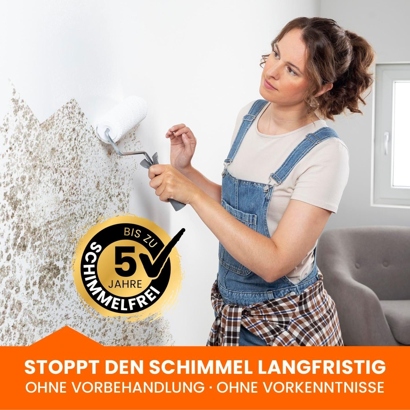 Tonis SCHIMMELSCHOCK Wandfarbe SCHIMMELSCHOCK 5.0 Antimikrobielle Spezialfarbe zur Schimmelbekämpfung, Gebinde 4,5 L für 18 m2