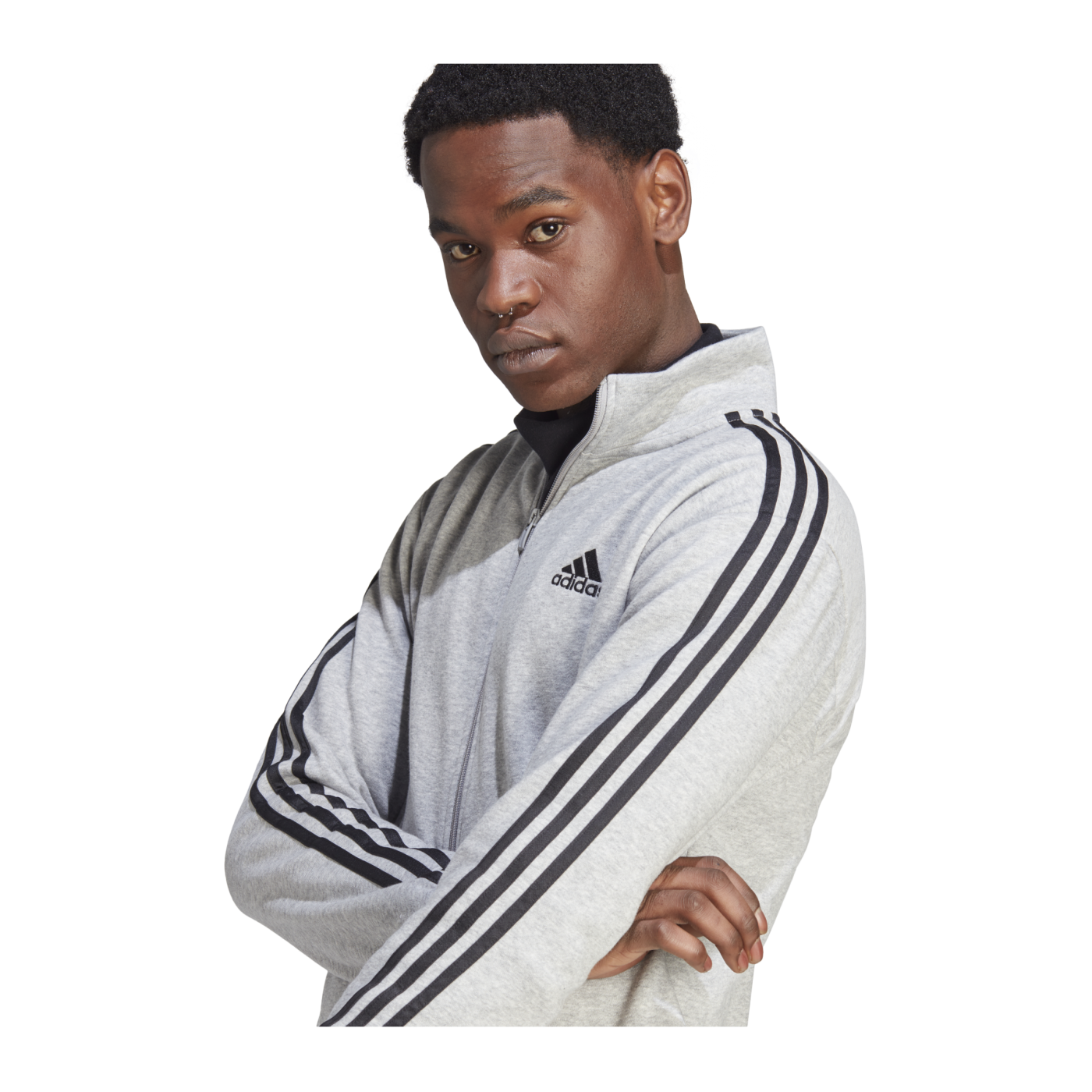 adidas Basic 3S Fleece Trainingsanzug Grau Schwarz