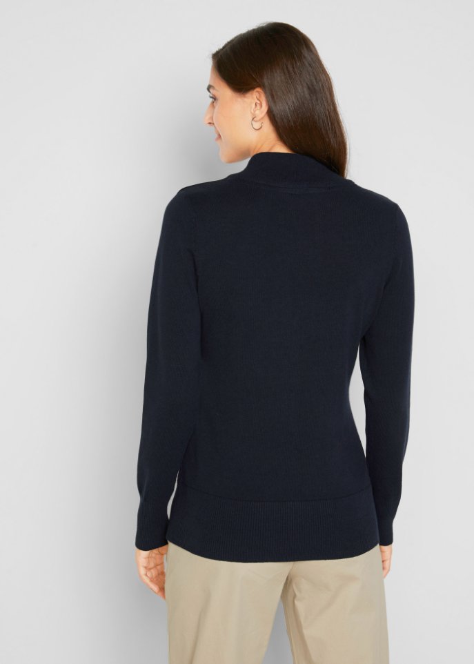 Basic Pullover mit Stehkragen mit recycelter Baumwolle