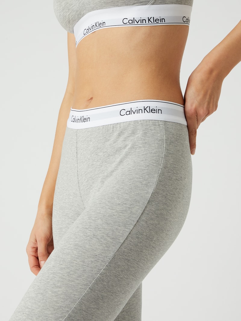 Pyjama-Hose mit Stretch-Anteil in hellgrau meliert