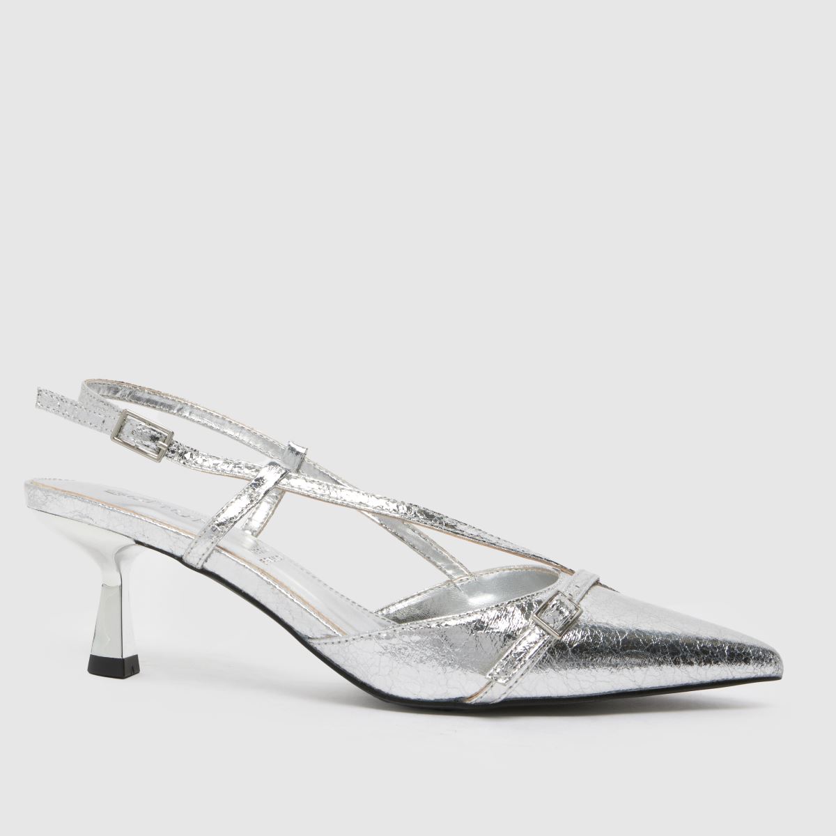 Schuh – Sidney – Silverfärgade höga klackar med slingback