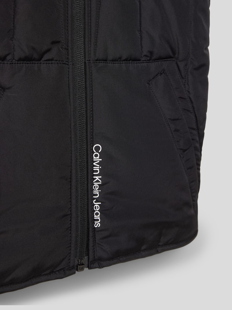 Steppweste mit Stehkragen Modell 'STEAMING LOGO VEST' in schwarz