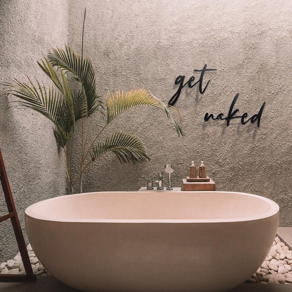 Hoagard Metall Wandspruch 'get naked' Schriftzug Wandbild Badezimmer Schlafzimmer schwarz Metall, Wanddekoration Innendekoration Wohnkultur Wandkunst Sauna Spruch