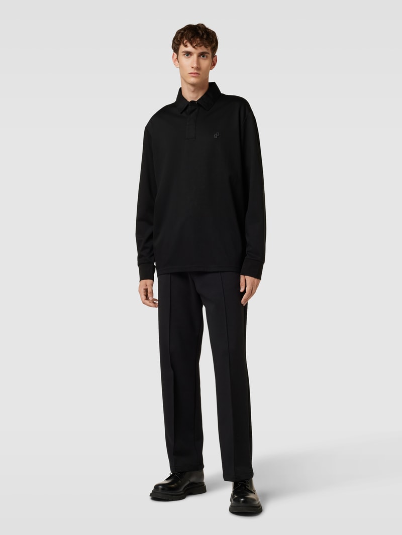 Longsleeve mit Polokragen Modell 'Partoes' in schwarz