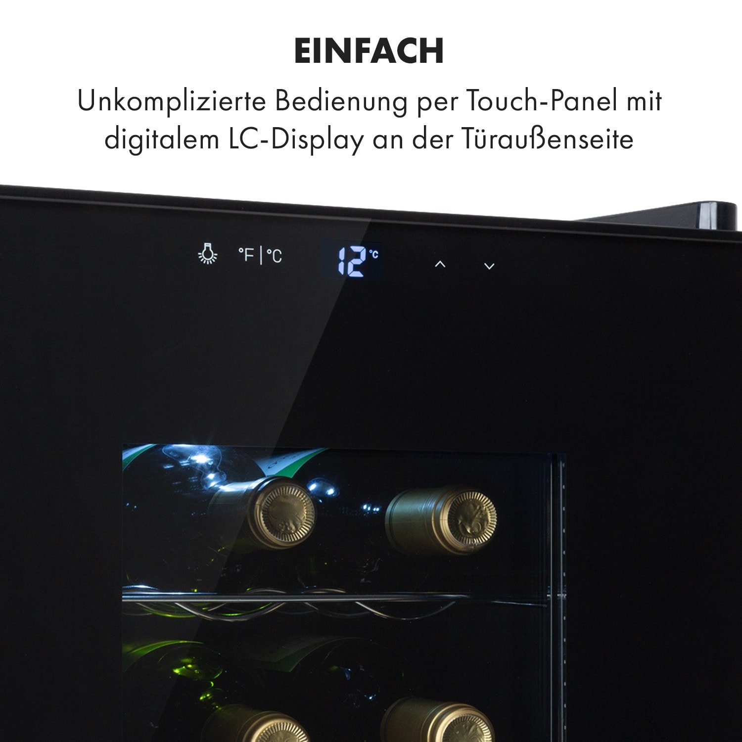 Klarstein Weinkühlschrank Bellevin 18 Uno, für 18 Standardflaschen á 0,75l,Wein Flaschenkühlschrank Weintemperierschrank Weinschrank Kühlschrank