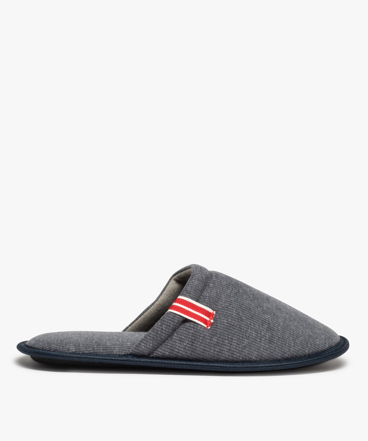 Chaussons homme mules plates en jersey ctelé bleu | GEMO