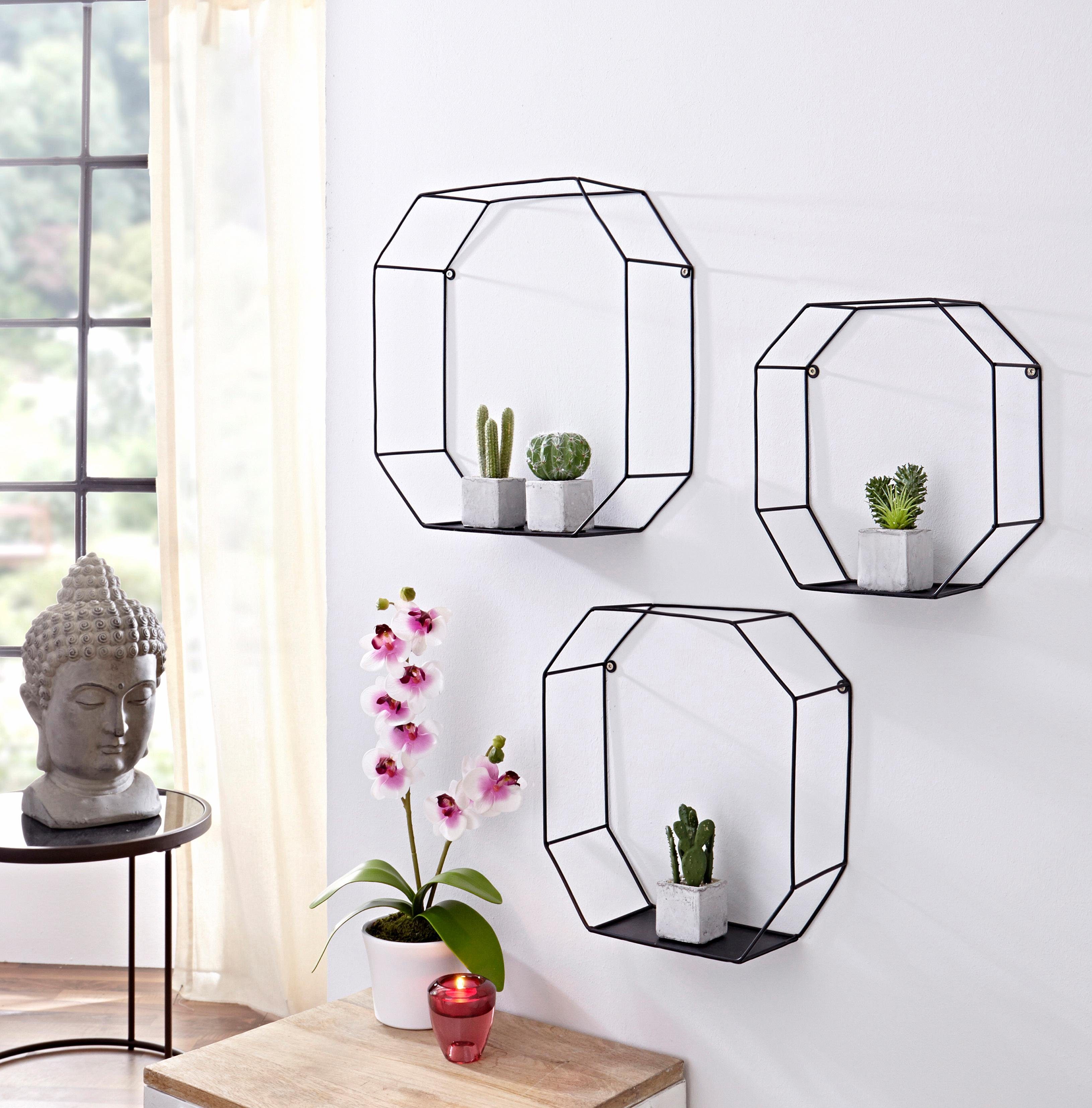 Creativ home Deko-Wandregal, Set 3-tlg., Dekoregal, Wanddeko, bestehend aus achteckigen Elementen