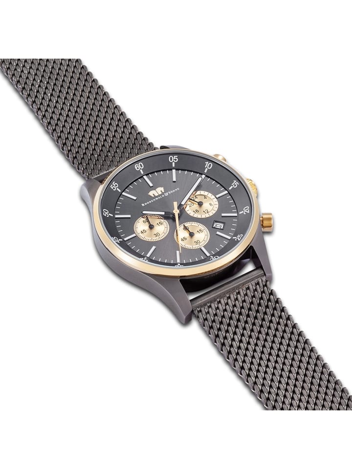 Rhodenwald & Söhne Herren Chronograph gelbgold Edelstahl anthrazit in anthrazit günstig kaufen 23 cm