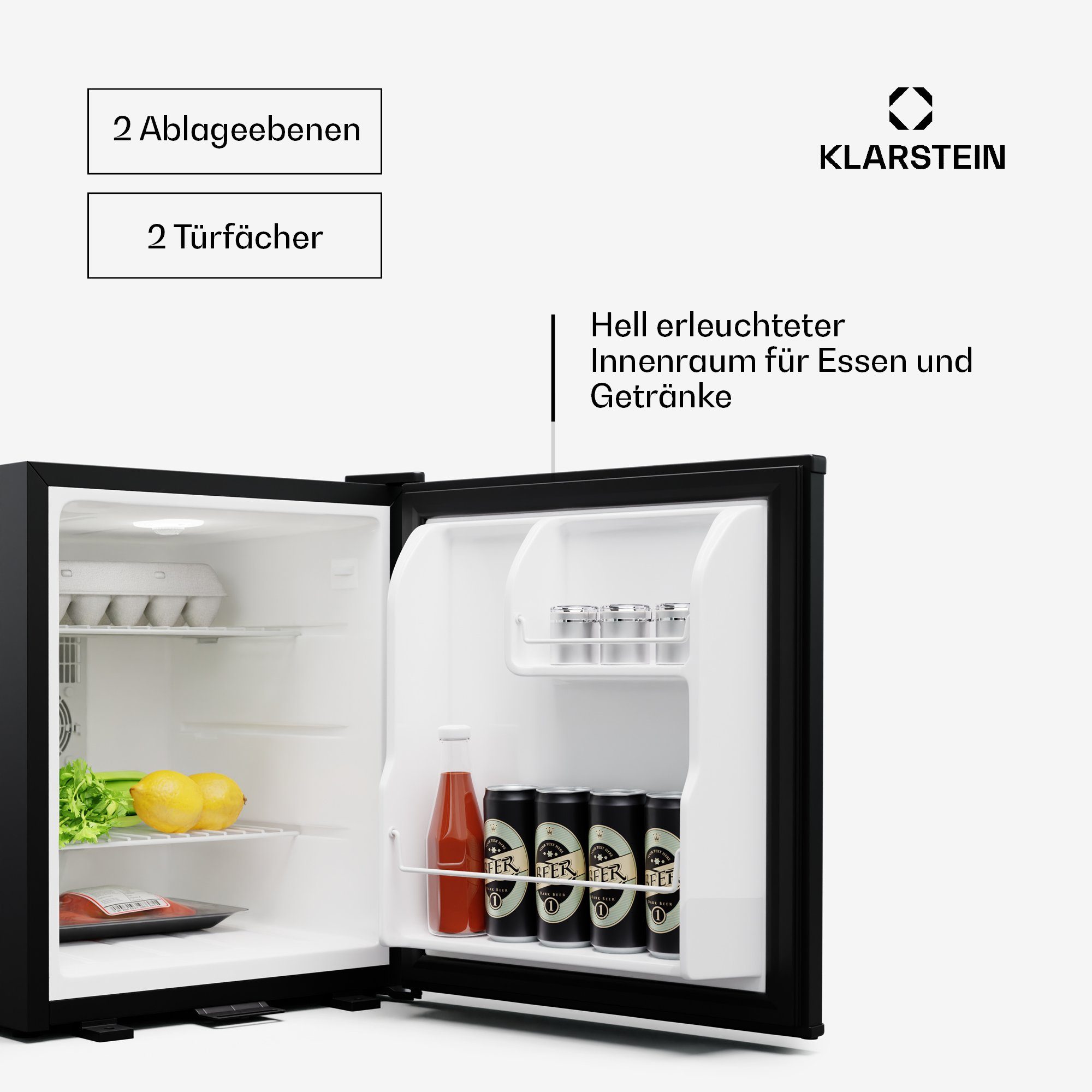 Klarstein Table Top Kühlschrank HEA-Matterhorn-bl 10045289, 53 cm hoch, 43 cm breit, Bier Hausbar Getränkekühlschrank Hotel Mini Fridge