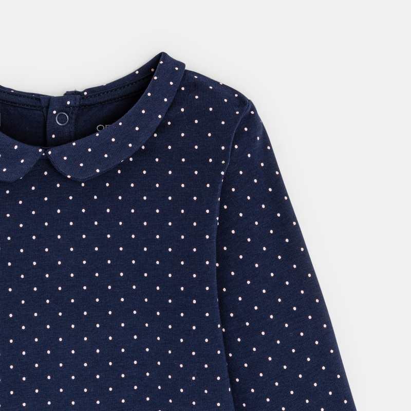 T-shirt col claudine uni bleu bébé fille