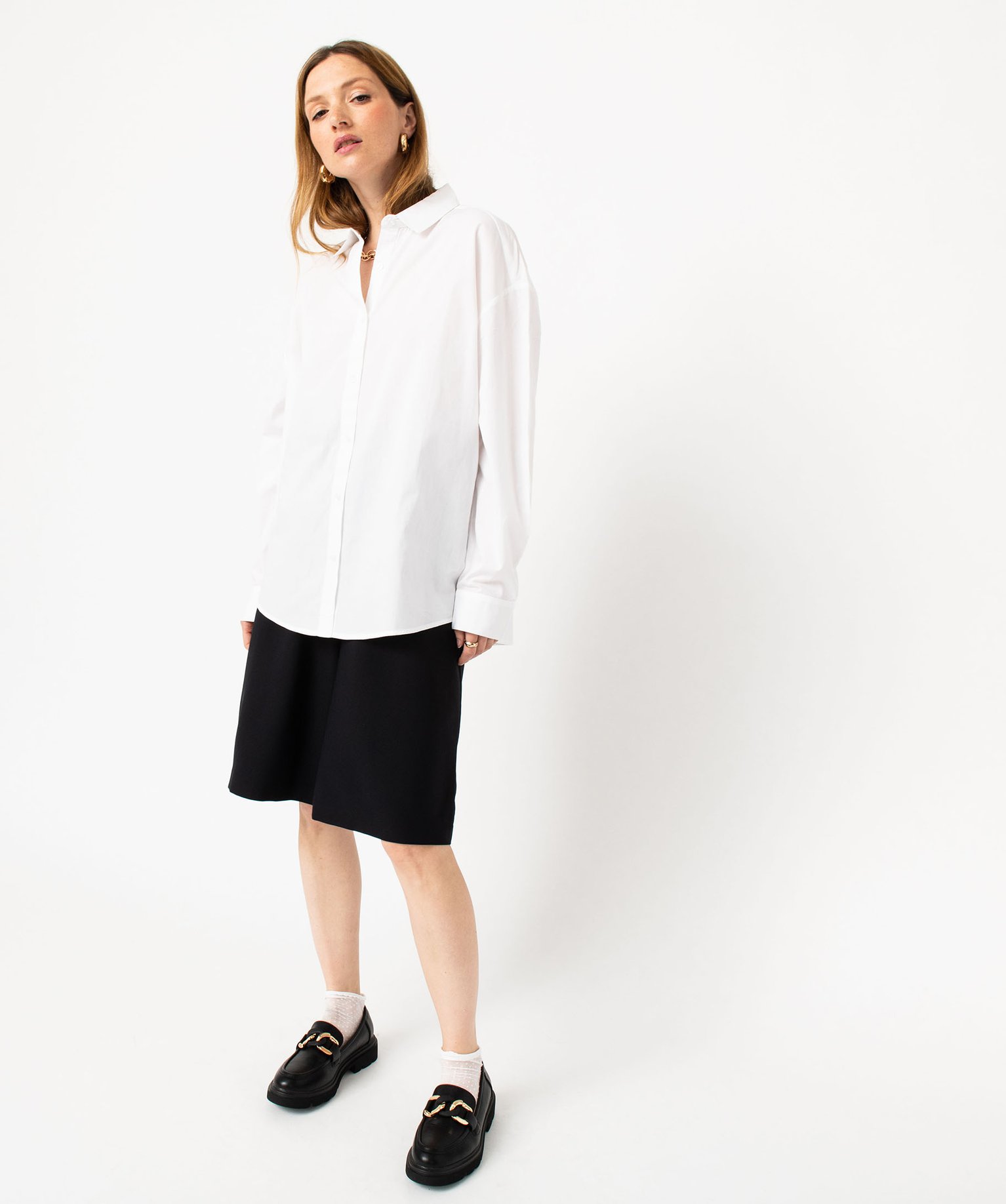 Bermuda ample à pinces femme noir | GEMO