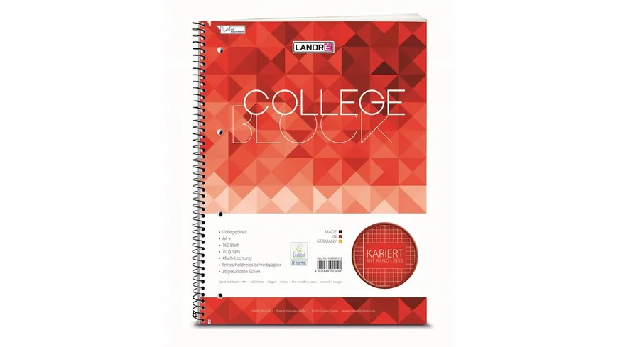Collegeblock A4 160 Blatt kariert