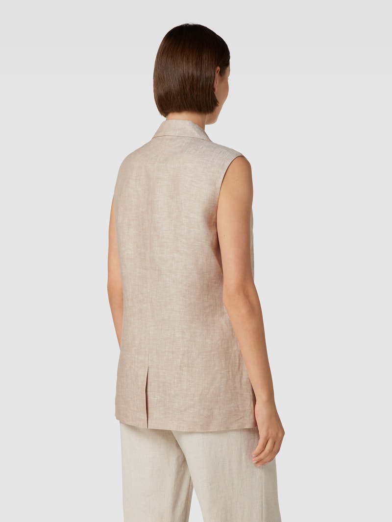 Weste aus Leinen mit Pattentaschen in beige meliert
