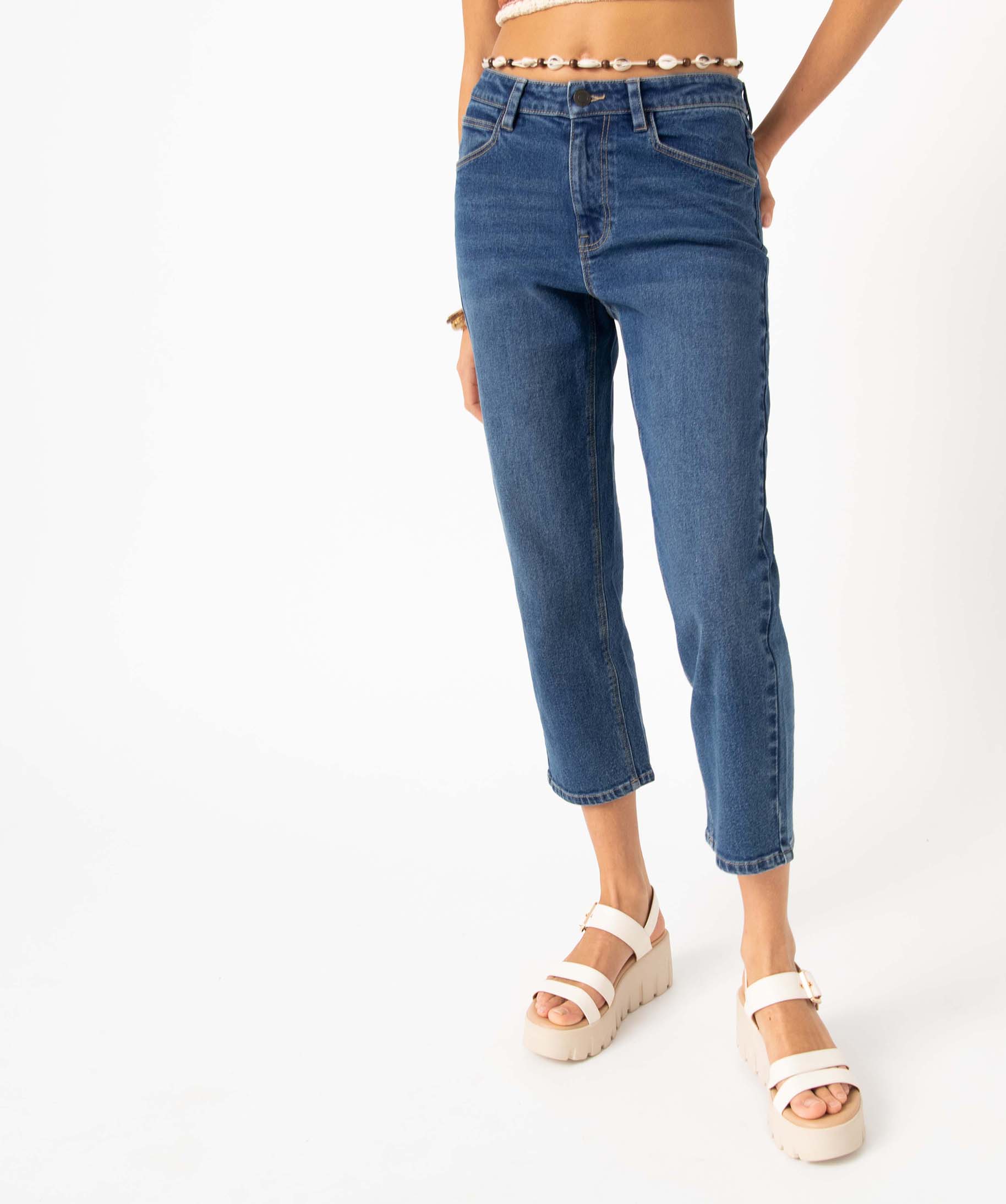 Jean femme coupe large et court taille haute - Camps United stone | GEMO
