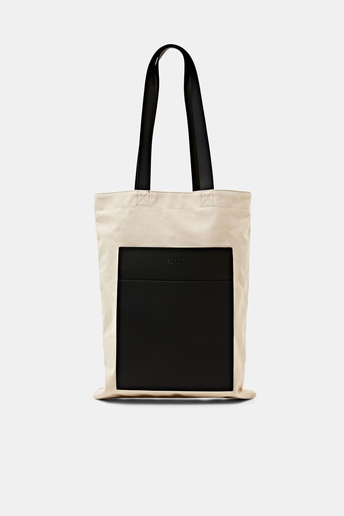 Tote aus Baumwollcanvas mit Details in Lederoptik