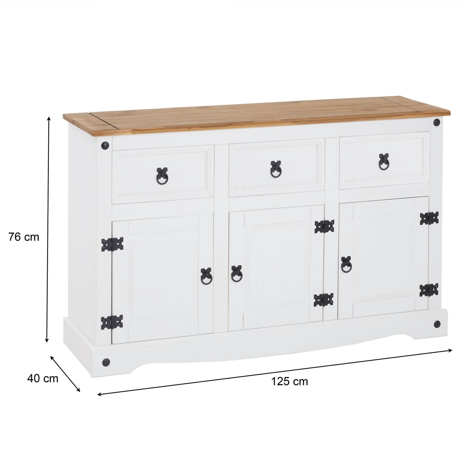 CARO-Möbel Sideboard CAMPO, Sideboard Kommode Highboard Möbel Kiefer massiv weiß Buffetschrank Ges