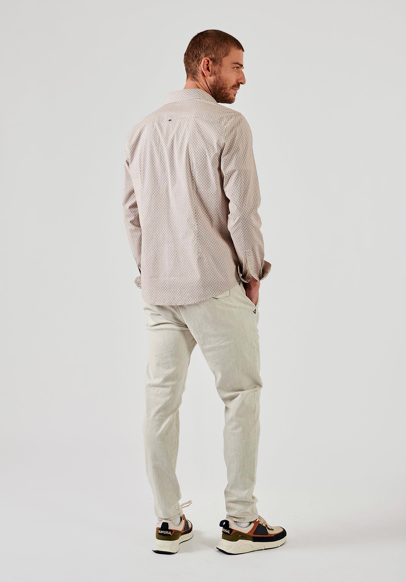 ROWAN  Chemise beige imprimée homme