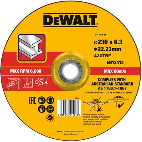 DeWalt Tillbehör DT43919-QZ Metallavgradningsskiva 230 x 6,0 x 22,2 mm