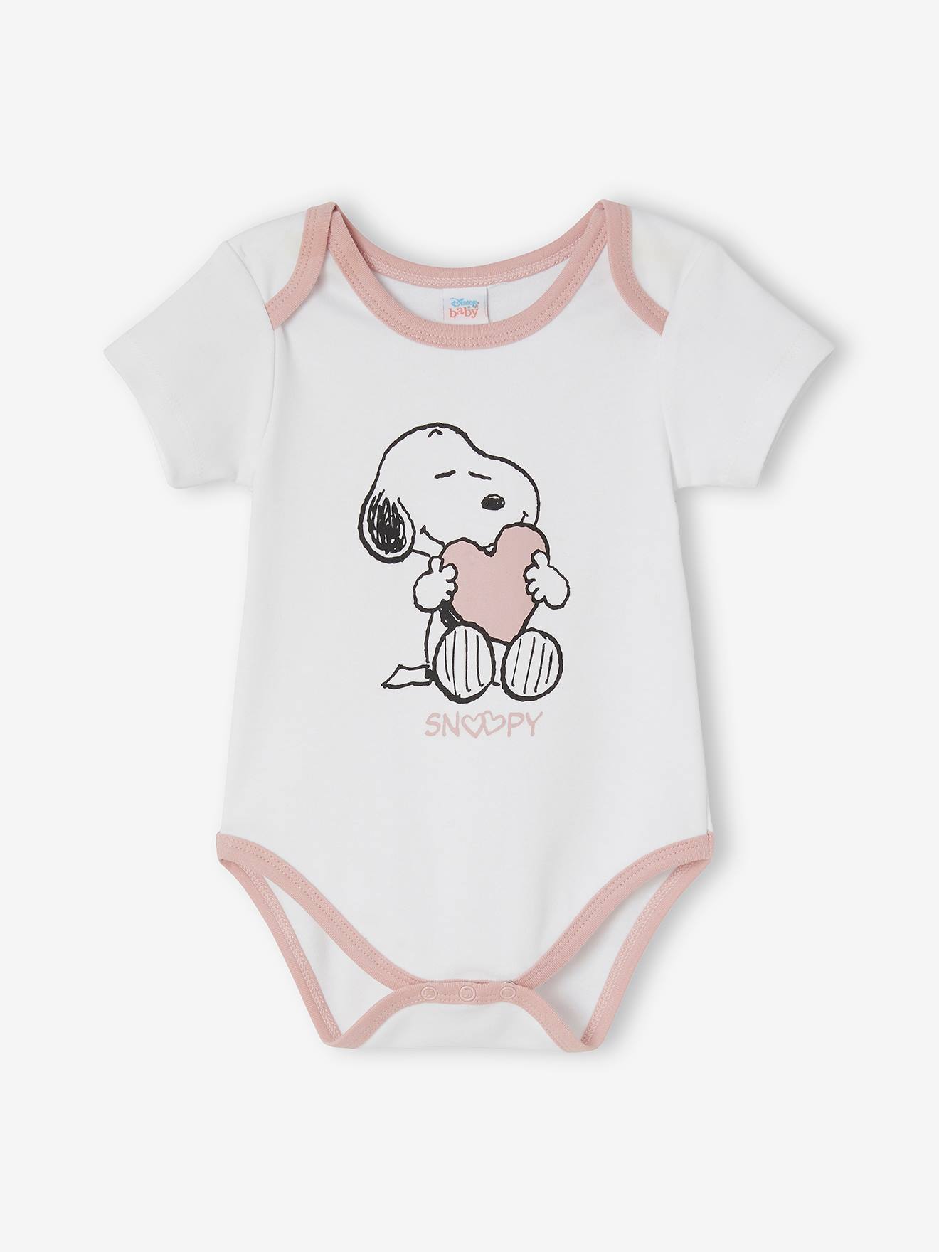 Lot de 2 bodies bébé fille Snoopy Peanuts® lot blanc et rose