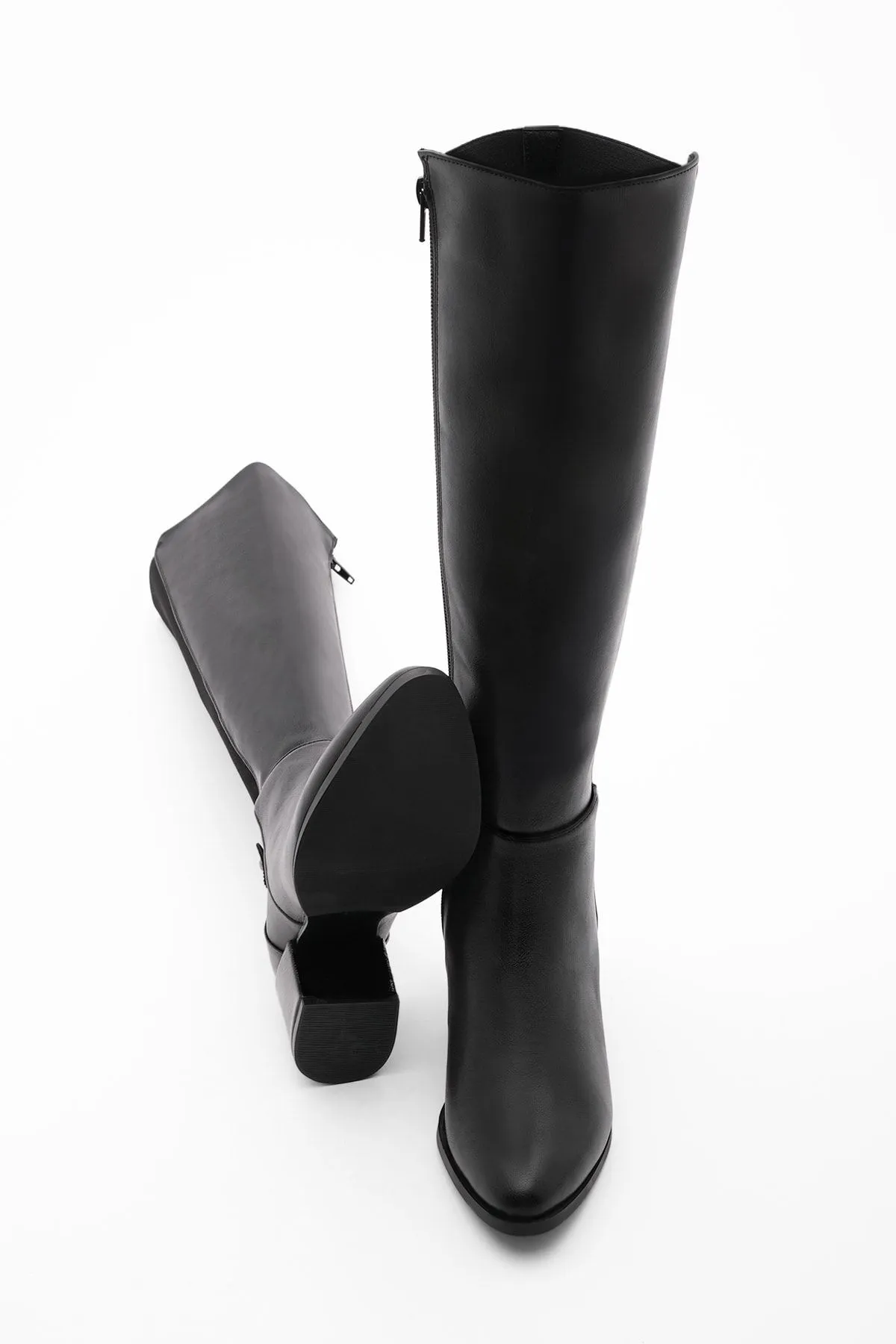 Marjin  Damen-Stiefel mit Absatz unterhalb des Knies, dehnbar, elastisch, für den täglichen Gebrauch, klassische Stiefel von Aret, Schwarz