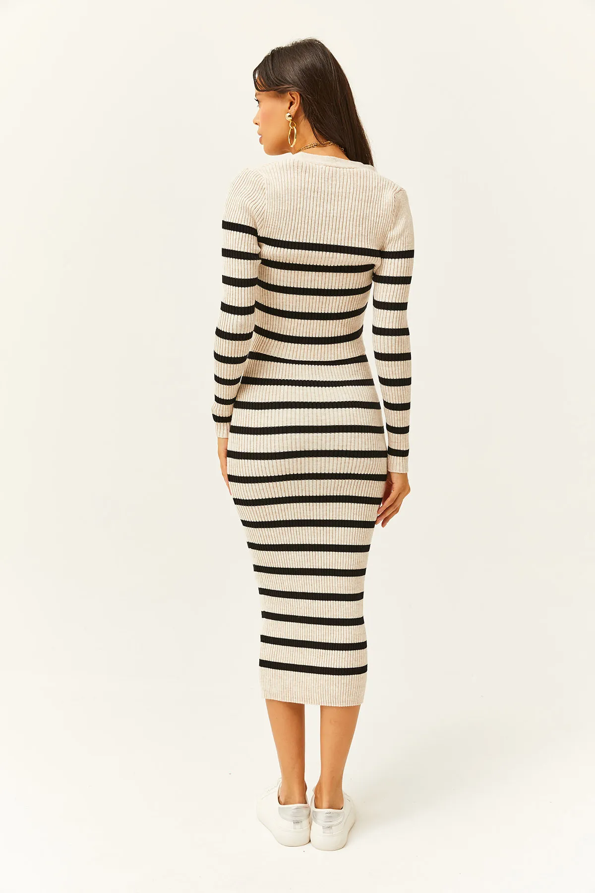Olalook  Damen-Cardigan-Unterwäschekleid mit Steinoberteil, gestreifter Strickanzug TKM-19000244