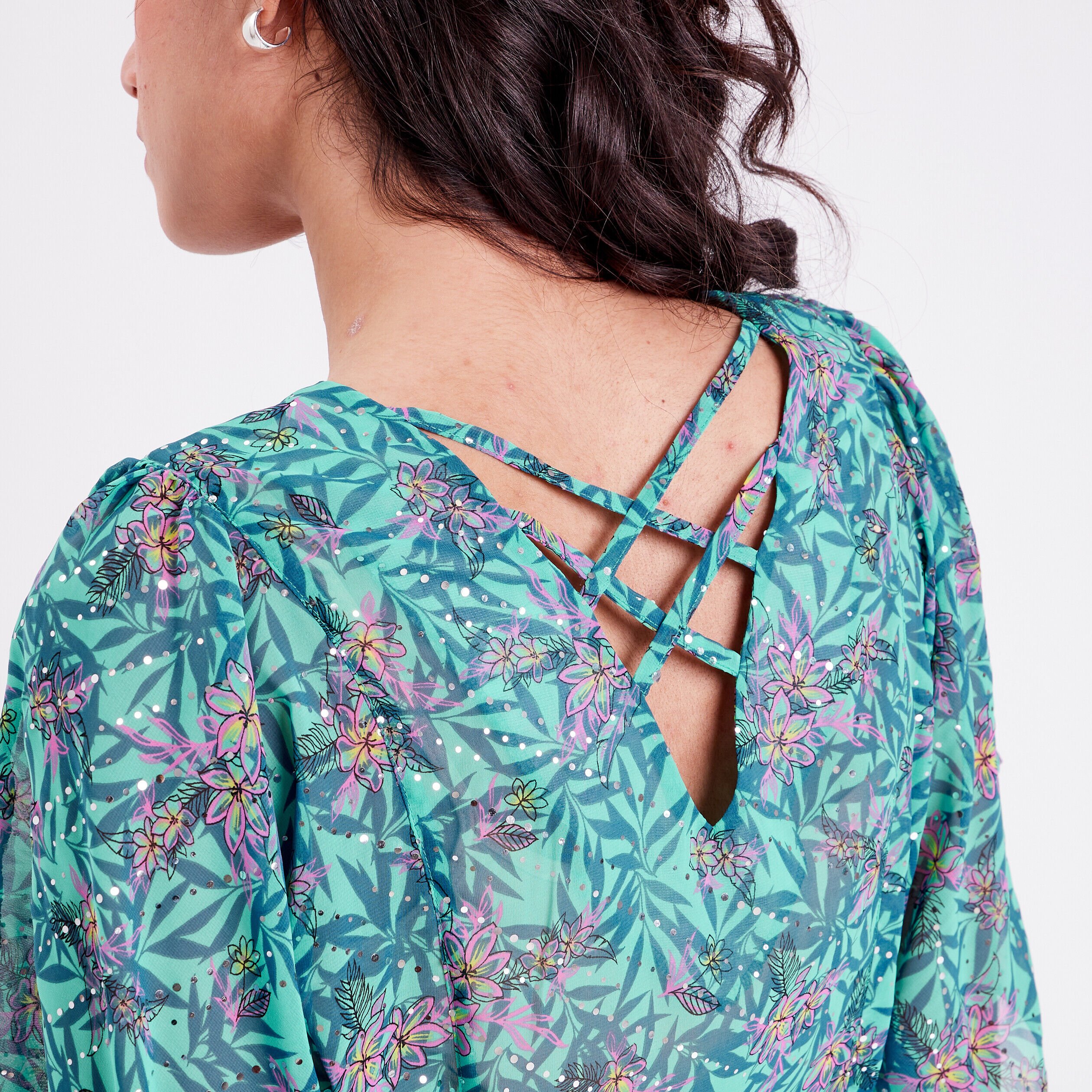 Blouse à manches courtes vert femme | Cache Cache
