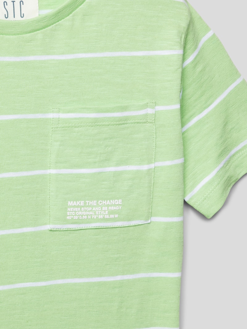 T-Shirt mit Streifenmuster in hellgrün