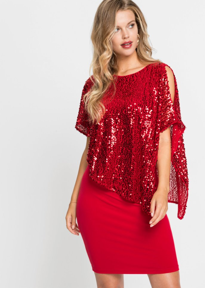 Cold-Shoulder-Kleid mit Pailletten