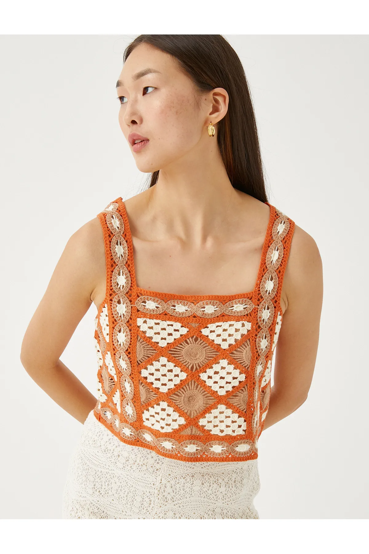 Koton  Gehäkeltes Bustier mit quadratischem Halsband