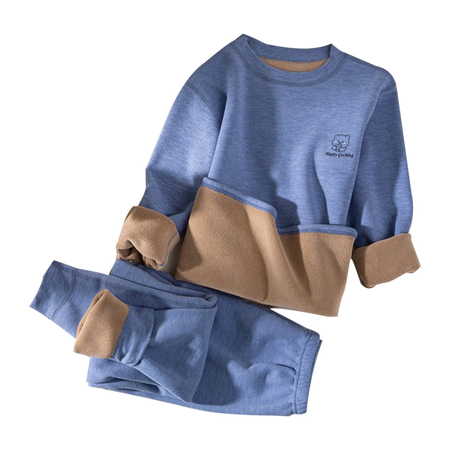 TOPMELON Thermounterhemd Fleece Gefütterte Kinder Thermo Unterwäsche Set