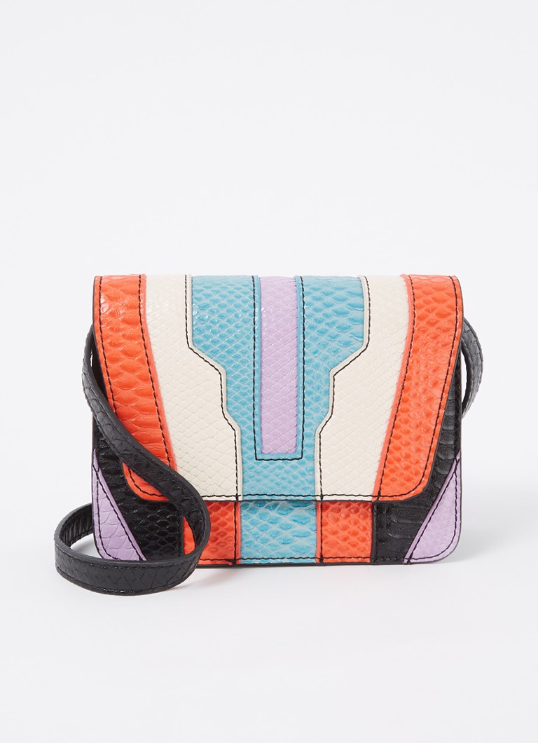Borsa a tracolla Essentiel Antwerp Gelo con texture effetto coccodrillo.